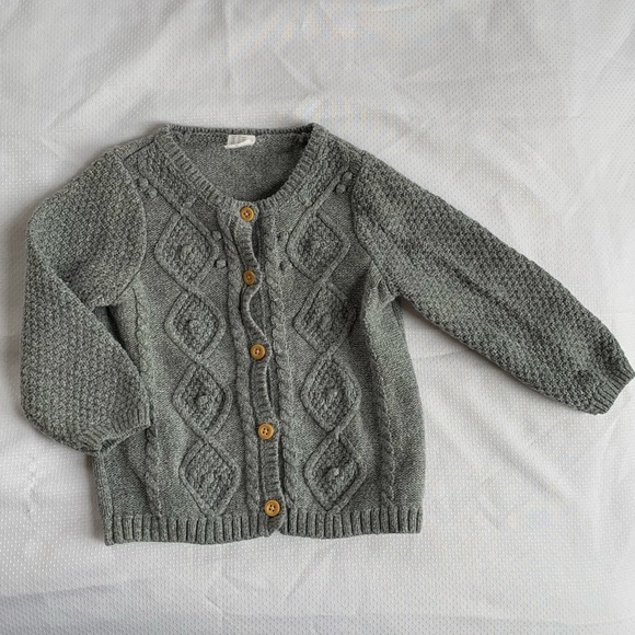 ✨SOLD✨ H&M Baby Gray Textured Knit Cardigan - Picture 2 of 6